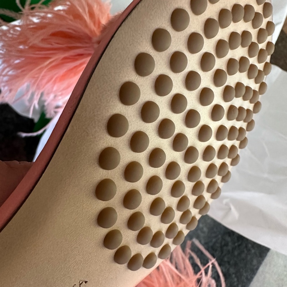 Bottega Veneta feather flat sandals NWB 37.5 salmon pink - Picture 8 of 14